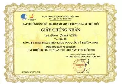 Ông Phan Thanh Thiên - vinh dự nhận giải thưởng 