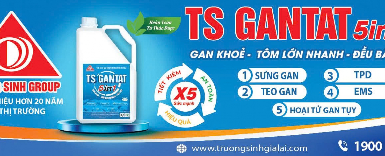 TS GANTAT 5IN1- GIẢI PHÁP GIÚP GAN TÔM KHỎE, LỚN NHANH, ĐỀU BẦY